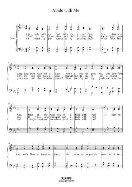 “Abide with Me”钢琴谱-William Henry Monk-免费下载-天天钢琴