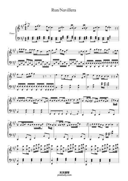 “Run/Navillera”钢琴谱-Odethune-免费下载-天天钢琴