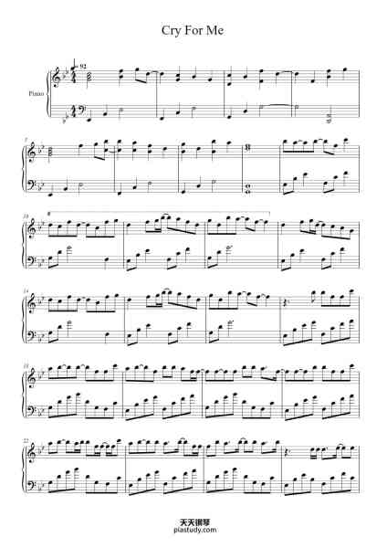 “Cry For Me (feat. Ami) 原调独奏版 化身无编配”钢琴谱-ROSEMARY GERTRUDE HURLEY-免费下载-天天钢琴