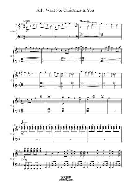 “All I Want for Christmas Is You”钢琴谱-Mariah Carey-免费下载-天天钢琴