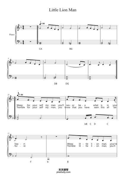 “Little Lion Man – Mumford & Sons”钢琴谱-Mumford and Sons-免费下载-天天钢琴