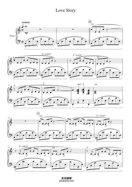 “Love Story”钢琴谱-Richard Clayderman-免费下载-天天钢琴