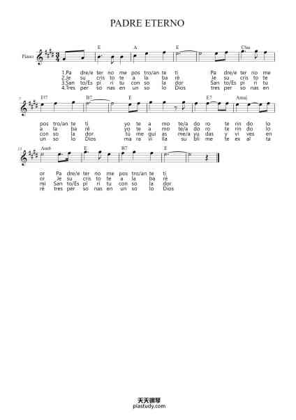 “PADRE ETERNO”钢琴谱--免费下载-天天钢琴