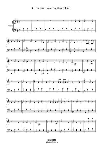 “Girls Just Wanna Have Fun”钢琴谱-Transposed from Piano Roll by TheCatRacoon-免费下载-天天钢琴