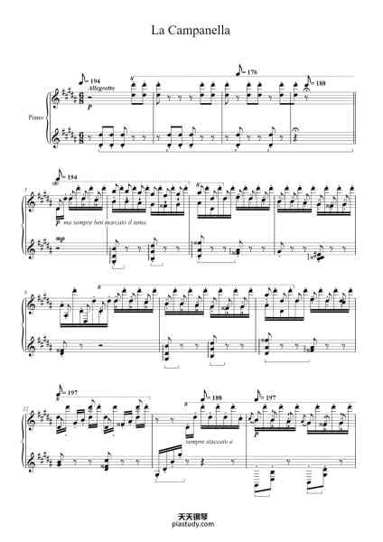 “Grandes Études de Paganini, S. 141 No. 3 "La campanella"”钢琴谱-Franz Liszt-免费下载-天天钢琴