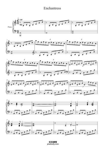 “Enchantress”钢琴谱-by Thomas Bergersen-免费下载-天天钢琴