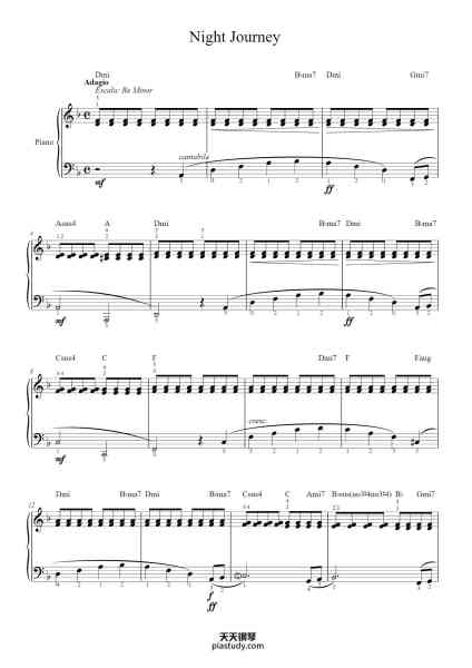“Night Journey”钢琴谱-Cornelius Gurlitt-免费下载-天天钢琴