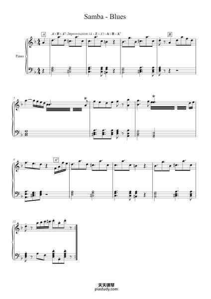 “Samba - Blues”钢琴谱-Gerard Farré-免费下载-天天钢琴
