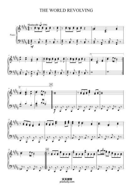 “THE WORLD REVOLVING”钢琴谱-Toby Fox Arr. Kyle Henley-免费下载-天天钢琴