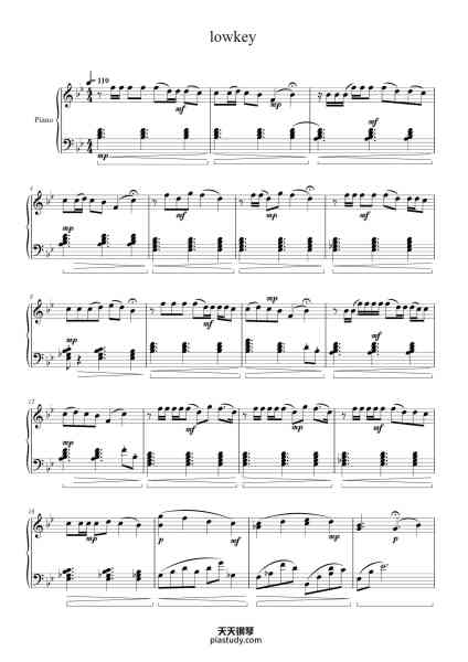 “lowkey”钢琴谱-
@alyssatruongg
Piano Arrangement
by Alyssa Truong

-免费下载-天天钢琴
