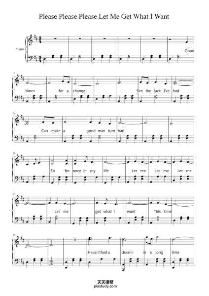 “Please Please Please Let Me Get What I Want”钢琴谱-The Smiths-免费下载-天天钢琴