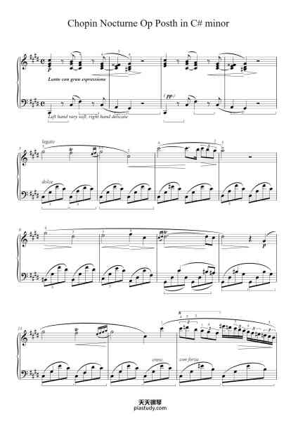 “Nocturne in C-sharp Minor, Op. Posth.”钢琴谱-Chopin-免费下载-天天钢琴