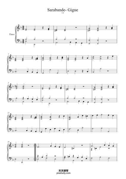 “Suite in D Minor, HWV 437: III. Sarabande - IV. Gigue”钢琴谱-Handel, George Frideric
-免费下载-天天钢琴