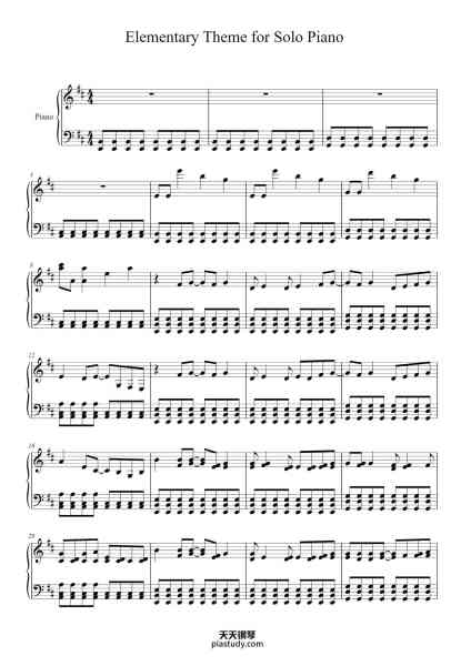 “Elementary Theme for Solo Piano”钢琴谱-Sean Callery-免费下载-天天钢琴