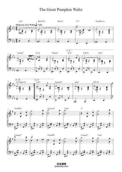 “The Great Pumpkin Waltz”钢琴谱-By VINCE GUARALDI-免费下载-天天钢琴