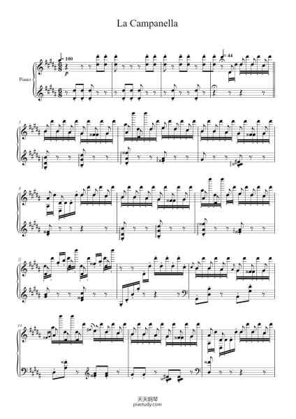 “Étude in G♯ Minor, “La Campanella” S 141_3”钢琴谱-Franz Liszt-免费下载-天天钢琴