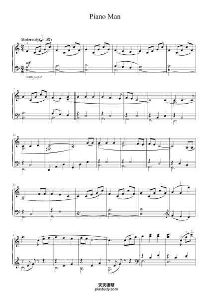 “Piano Man”钢琴谱-Words and Music by
BILLY JOEL-免费下载-天天钢琴