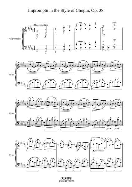 “Impromptu in the Style of Chopin, Op. 38”钢琴谱-М. Лисенко-免费下载-天天钢琴