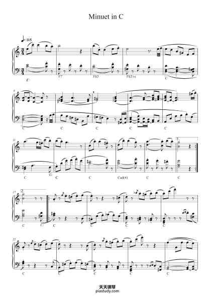 “Minuet in C”钢琴谱-Jackie-免费下载-天天钢琴