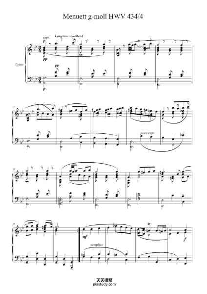 “Menuett in G Minor, HWV 434/4”钢琴谱-G.F. Händel-免费下载-天天钢琴