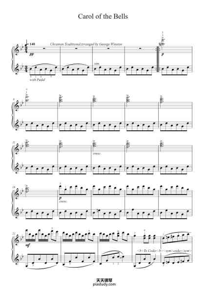 “Carol of the Bells”钢琴谱-George Winston-免费下载-天天钢琴