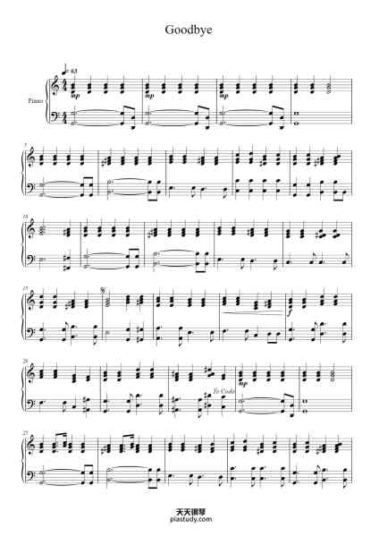 “Goodbye”钢琴谱-Bo Burnham-免费下载-天天钢琴