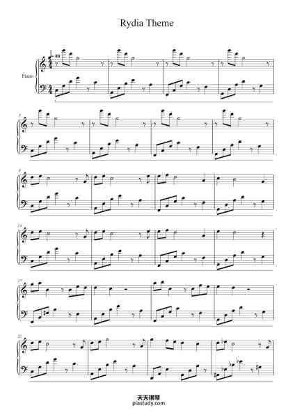 “Final Fantasy IV - Rydia's Theme”钢琴谱-Chilcie-免费下载-天天钢琴