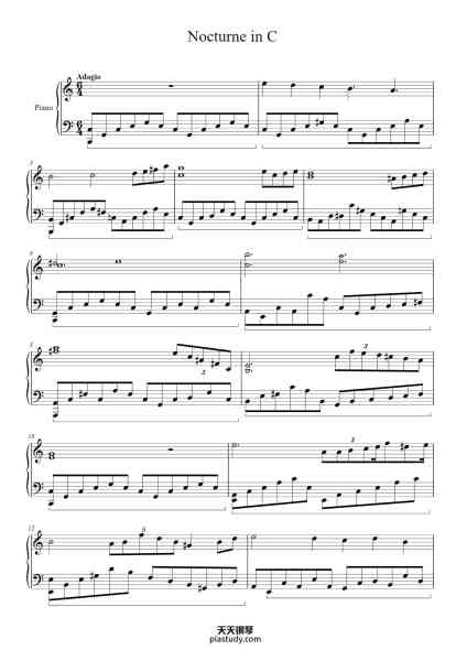 “Nocturne in C”钢琴谱- -免费下载-天天钢琴