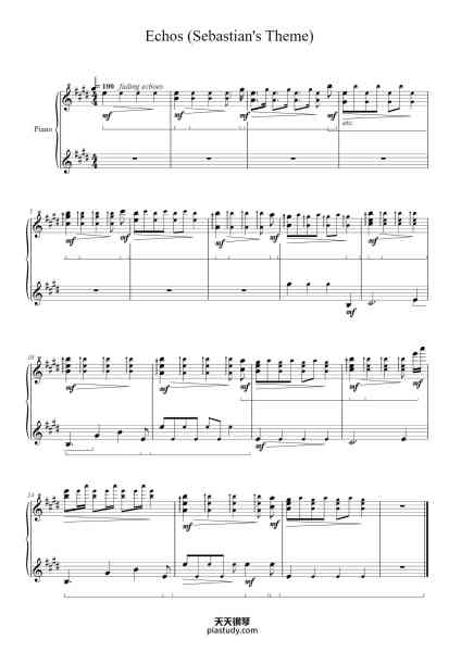 “Echos (Sebastian's Theme)”钢琴谱-Clecott Gibwin-免费下载-天天钢琴