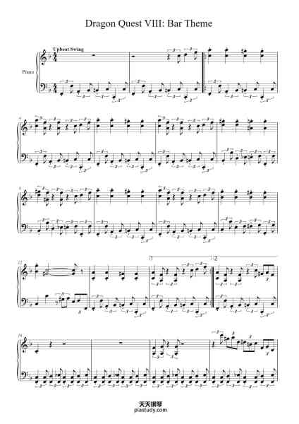 “Dragon Quest VIII: Bar Theme”钢琴谱-Koichi Sugiyama-免费下载-天天钢琴