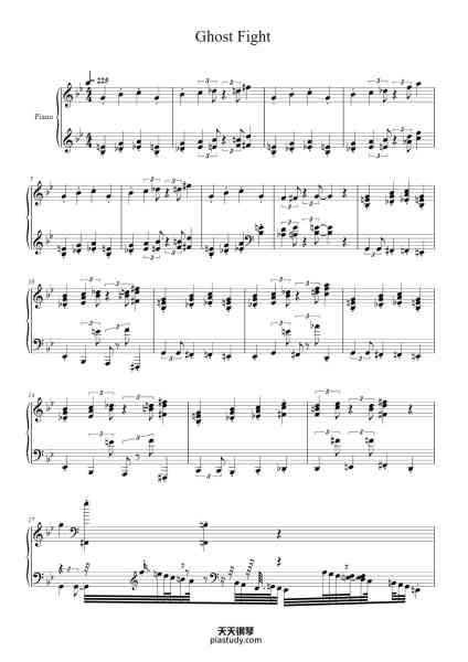 “Ghost Fight”钢琴谱-Toby Fox transcribed by Preston Davis-免费下载-天天钢琴