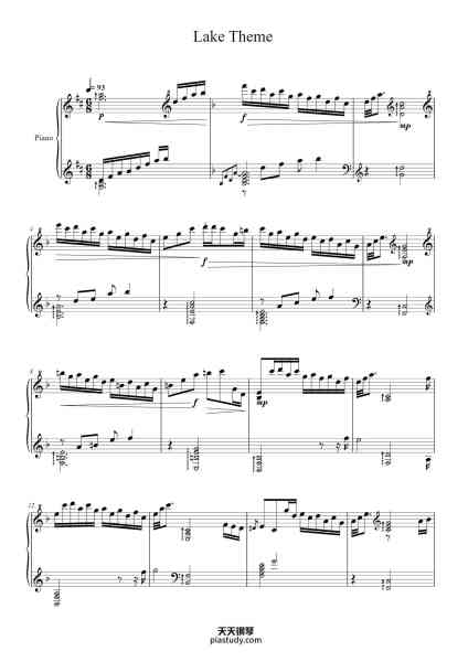 “Pokémon Diamond/Pearl/Platinum - Lake Theme”钢琴谱-Go Ichinose-免费下载-天天钢琴
