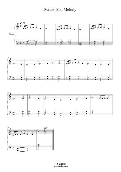 “Scrubs Sad Melody”钢琴谱-Jan Stevens-免费下载-天天钢琴