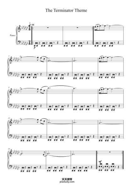 “The Terminator Theme”钢琴谱-Hughckens-免费下载-天天钢琴