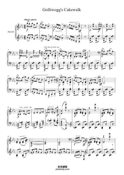 “Children's Corner, L. 113: VI. Golliwogg's Cakewalk”钢琴谱-Claude Debussy-免费下载-天天钢琴