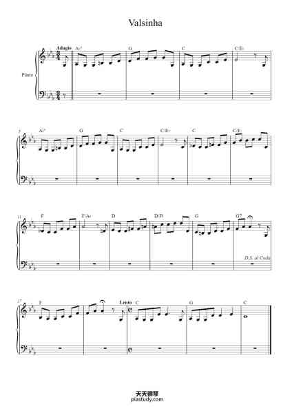 “Valsinha”钢琴谱-Chico Buarque-免费下载-天天钢琴
