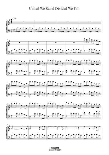 “United We Stand Divided We Fall”钢琴谱-Music From: Two Steps From Hell-免费下载-天天钢琴