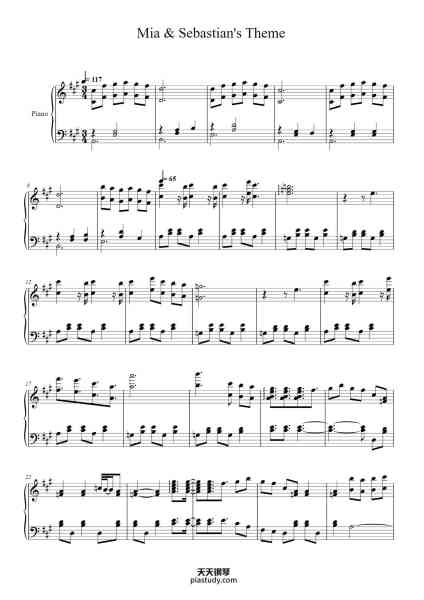 “Mia & Sebastian's Theme”钢琴谱-Composed by Justin Hurwitz/Taylor Swift-免费下载-天天钢琴