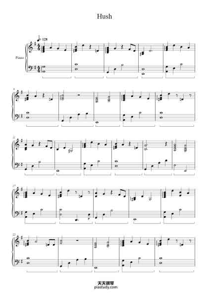 “Hush”钢琴谱-Lasse Lindh
Arr. by Shin Giwon Piano-免费下载-天天钢琴