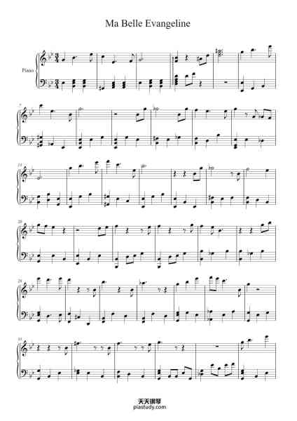 “Ma Belle Evangeline”钢琴谱-Yulemorse-免费下载-天天钢琴