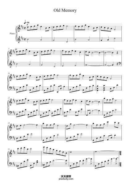 “Old Memory”钢琴谱-Bruno Wen-Li-免费下载-天天钢琴