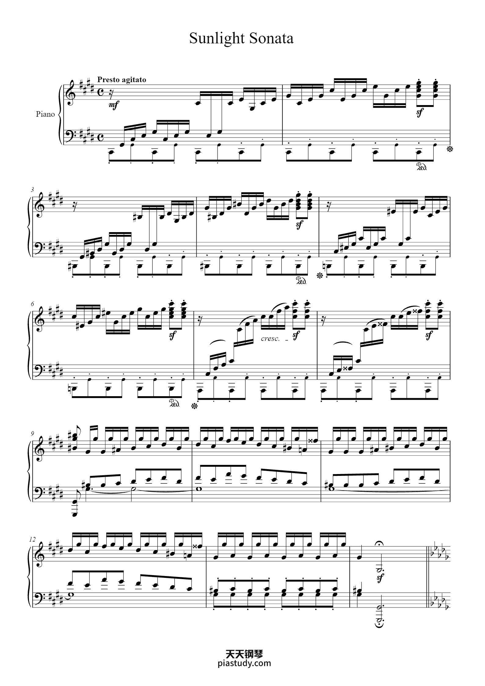 'Sunlight Sonata' - Piano Sheet Music By Tony Ann | TOPiano
