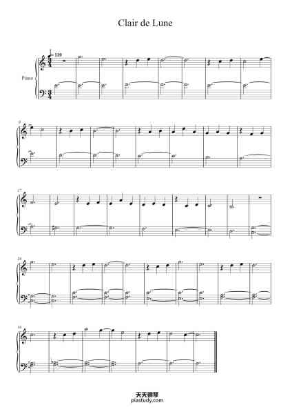 “Clair de Lune”钢琴谱-Claude Debussy-免费下载-天天钢琴