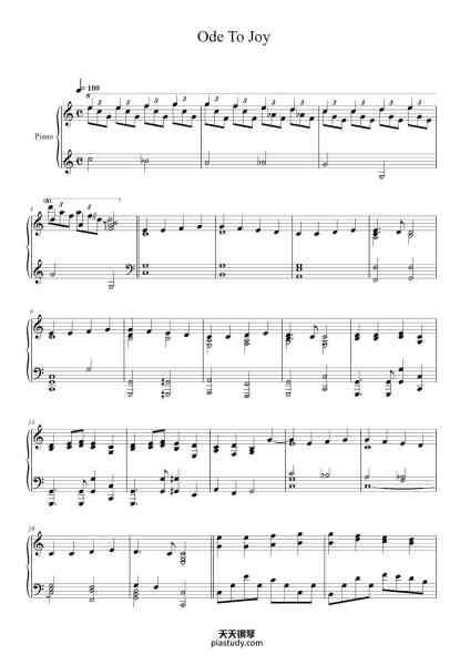 “Ode To Joy”钢琴谱-Icar-免费下载-天天钢琴