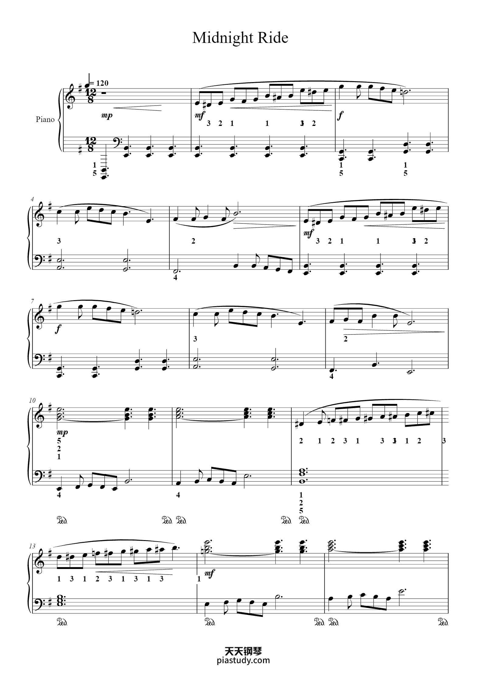 '午夜骑行//Midnight Ride【冒险】' - Piano Sheet Music By Melody Bober | TOPiano