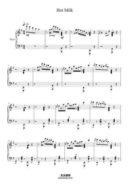 “Hot Milk”钢琴谱-Arranged by LyricWulf
Original Composer: Snail House
Transcribed by Sanny
-免费下载-天天钢琴