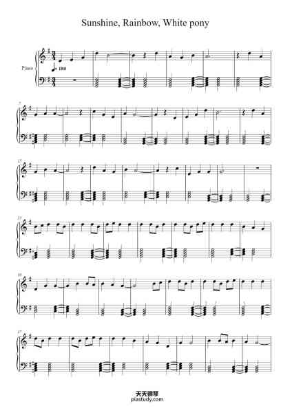 “Sunshine, Rainbow, White pony”钢琴谱-Wowkie Zhang-免费下载-天天钢琴