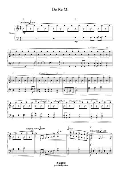 “Do-Re-Mi from The Sound of Music”钢琴谱-Rodgers & Hammerstein-免费下载-天天钢琴