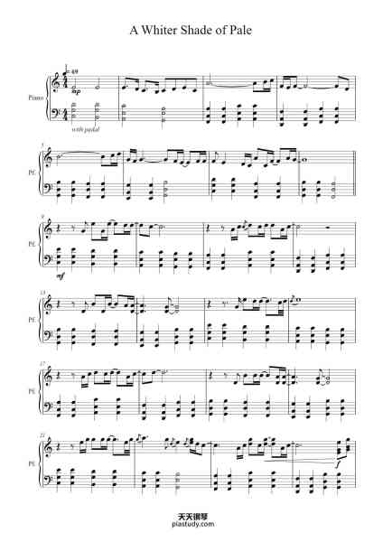 “A Whiter Shade of Pale”钢琴谱-Arranged by David Lanz-免费下载-天天钢琴