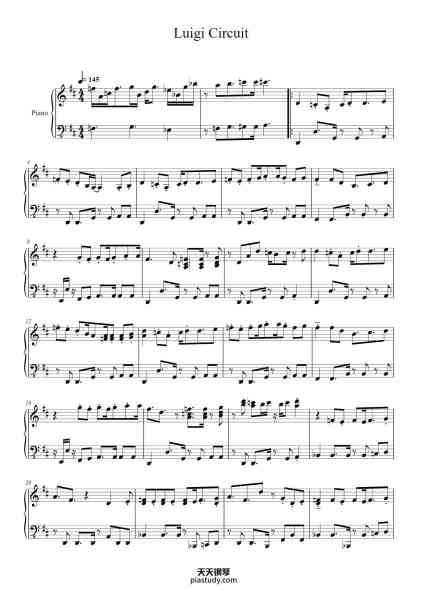 “Mario Kart Wii Luigi Circuit / Mario Circuit”钢琴谱-Composed by: Asuka Hayazaki-免费下载-天天钢琴